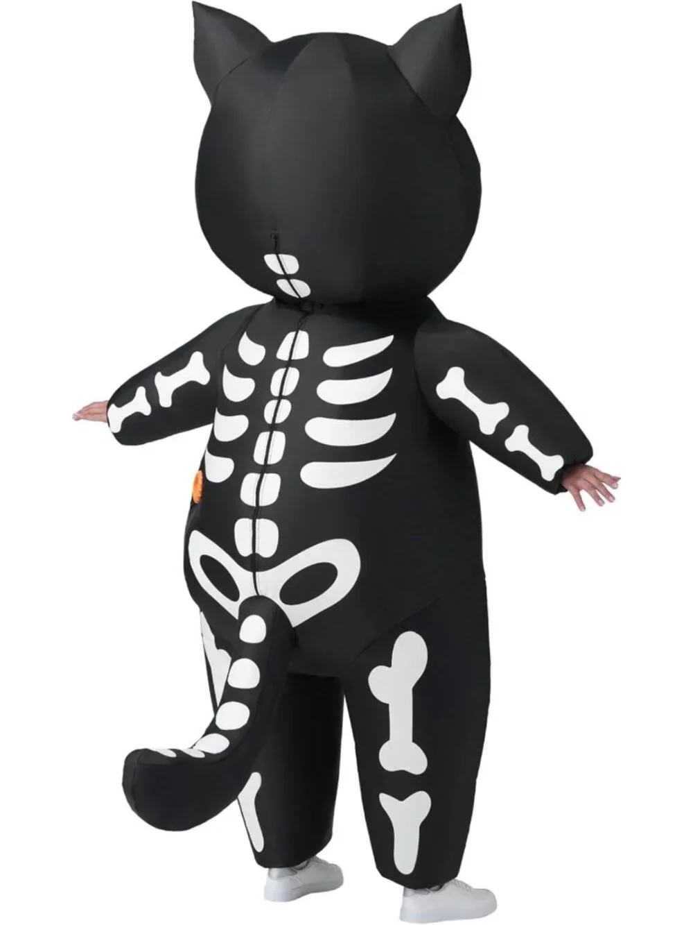 LED Eyes Inflatable Skeleton Cat Costume for Adults - Full Body Halloween Fun